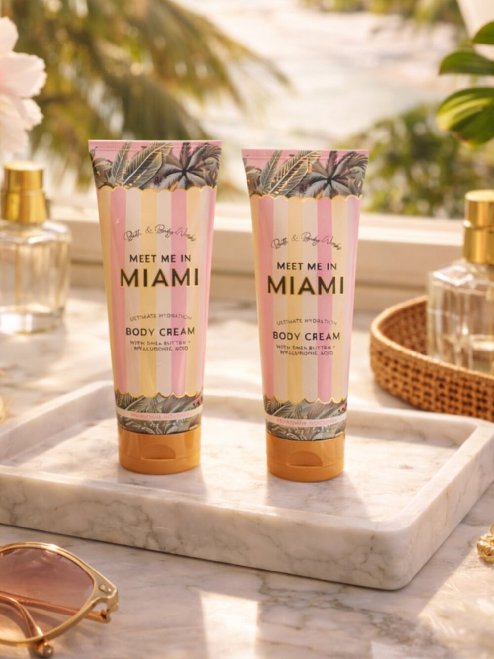 Bath and Body Works Meet Me In Miami Body Cream 8oz Retired Scent Duo Set 2023